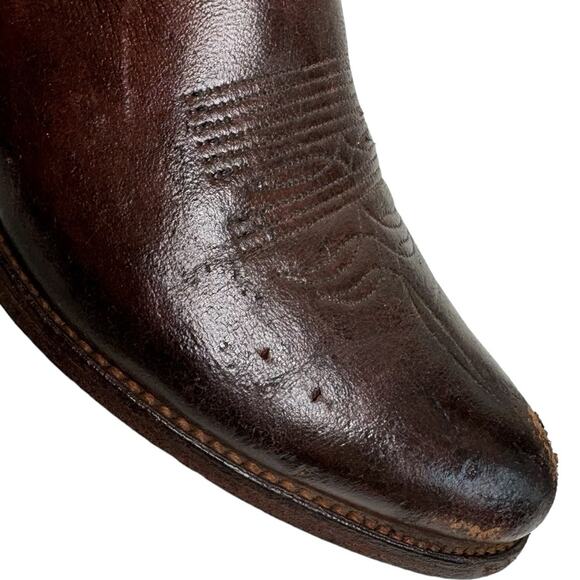 Abilene Elk Vintage Western Cowboy Boots Burgundy Leather Pointed Toe Boots main image 7